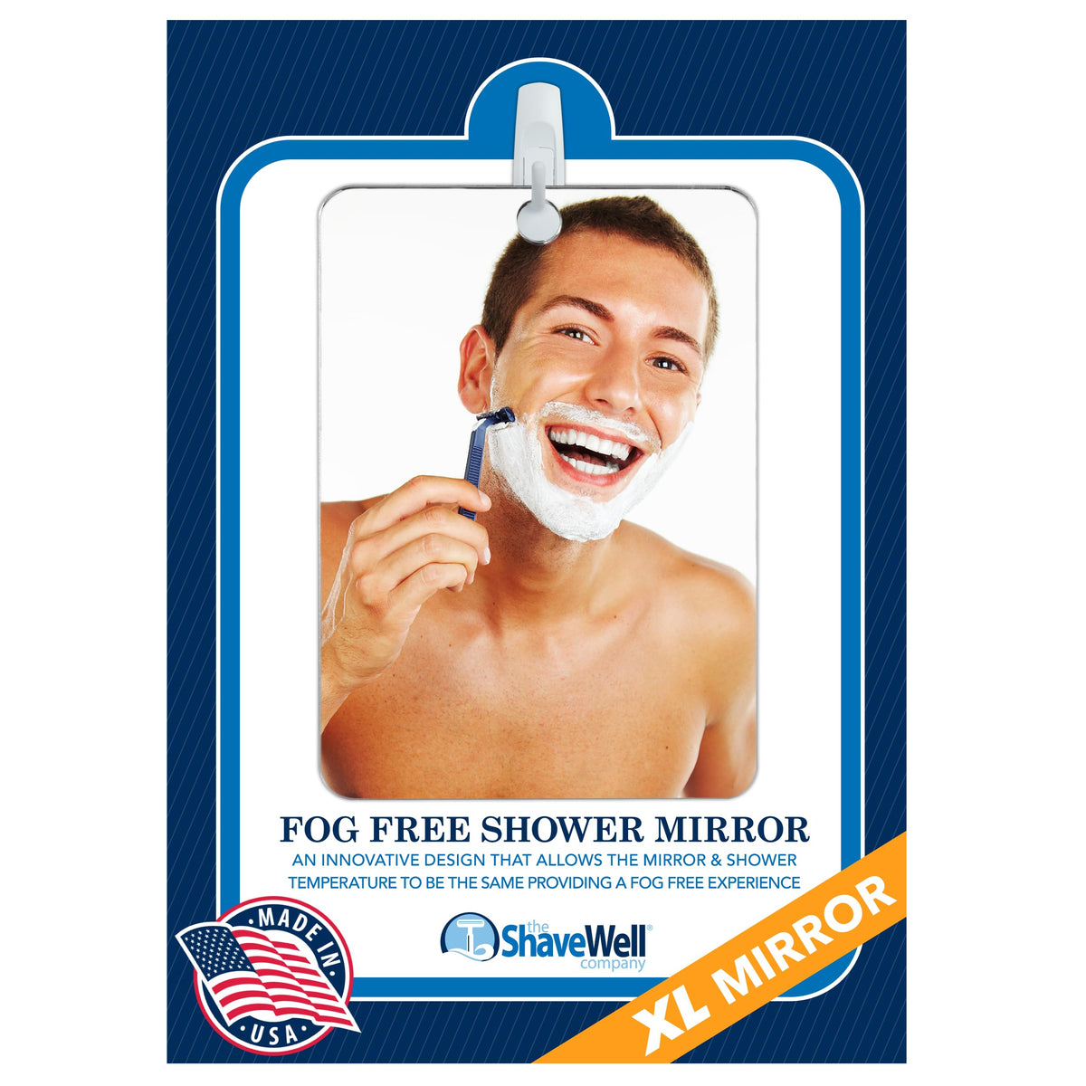 The Shave Well Company X-Large Anti-Fog Shaving Mirror with adhesive hook