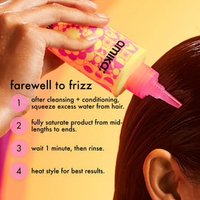 The Shield Anti-Humidity Spray in use on hair