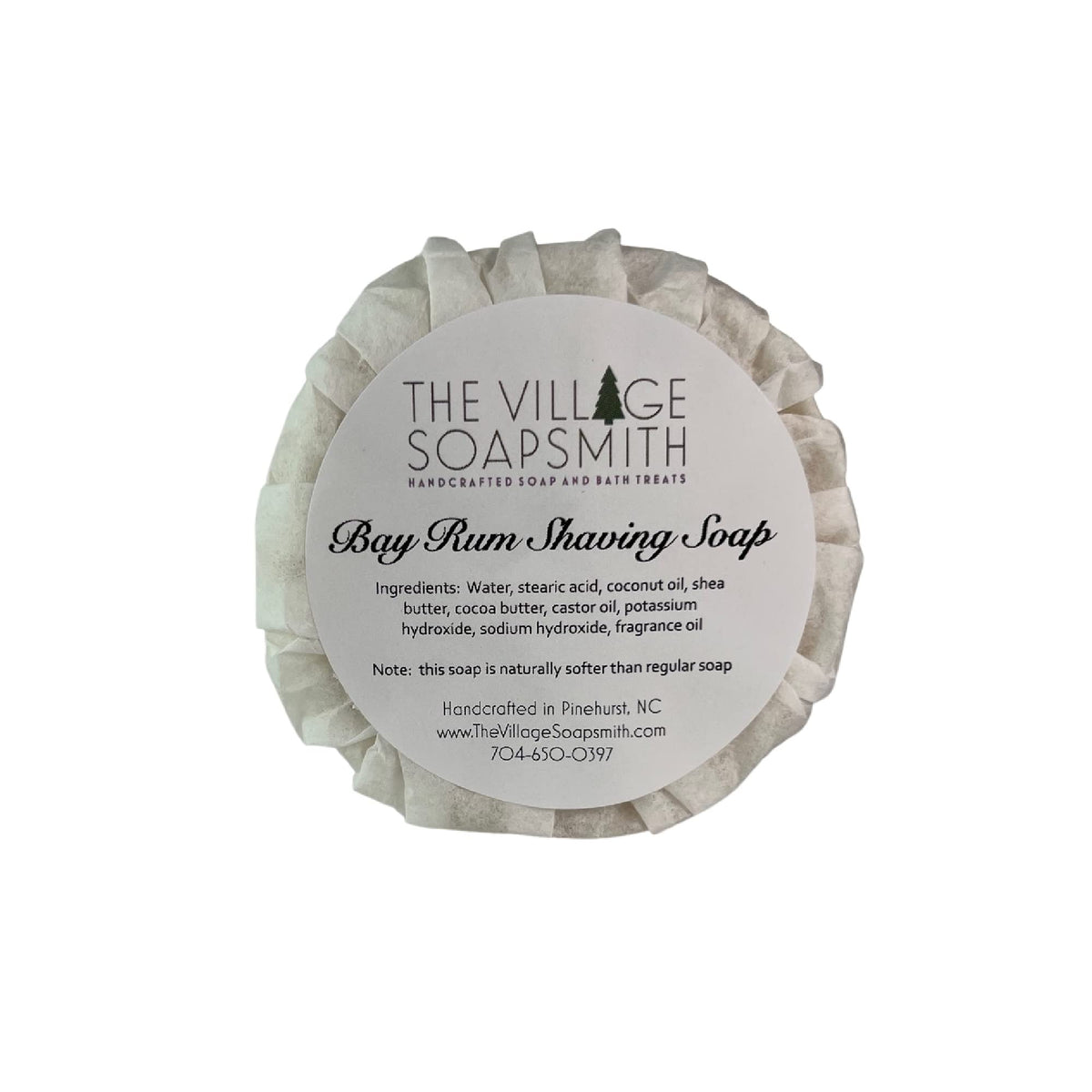 The Village Soapsmith Bay Rum Shaving Soap front view