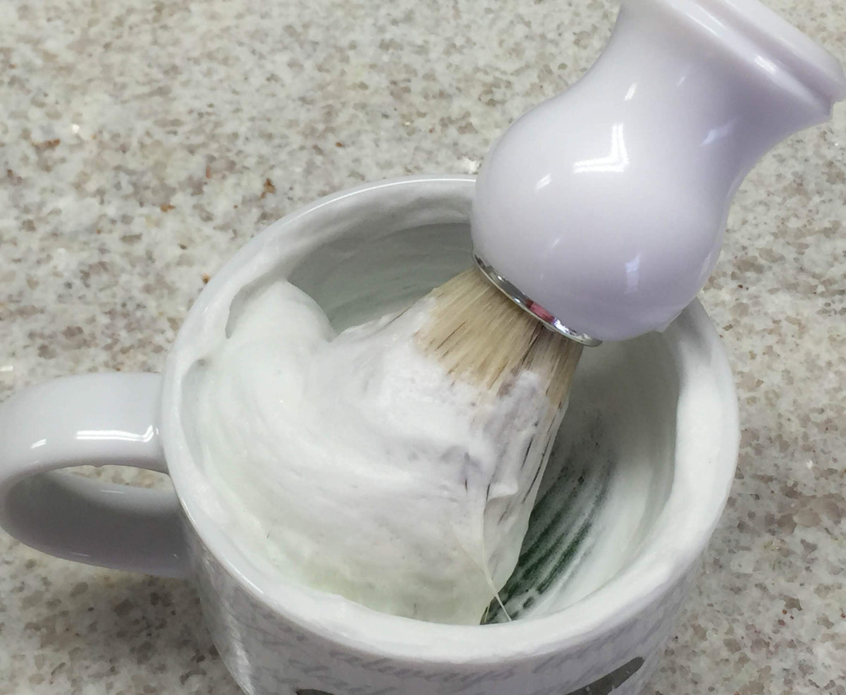 The Village Soapsmith Shaving Soap in packaging