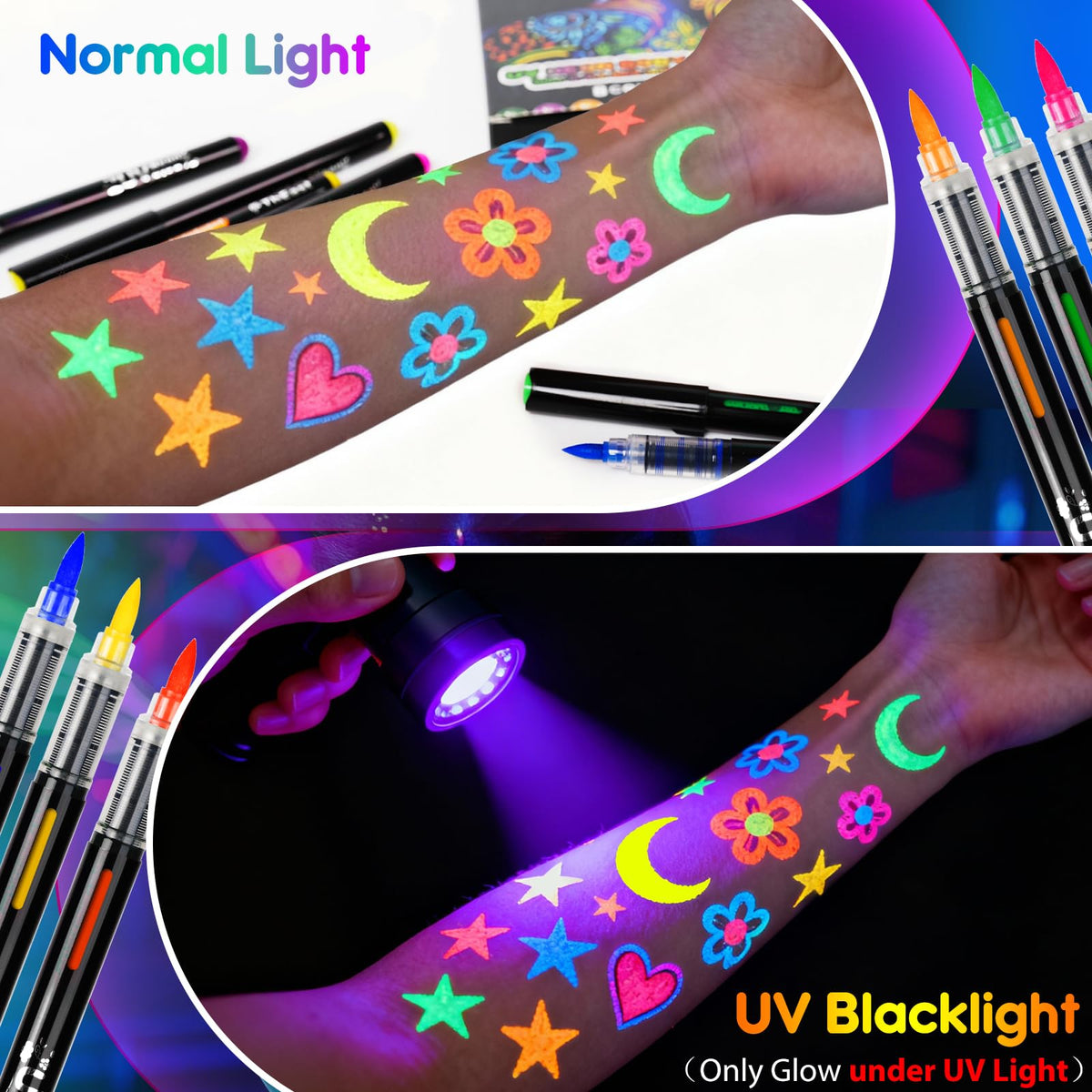 ThEast UV Blacklight Face Paint in use at a music festival