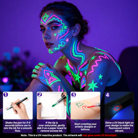ThEast UV Blacklight Face Paint markers on a table