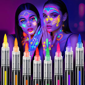 ThEast UV Blacklight Face Paint set showing 8 neon colours