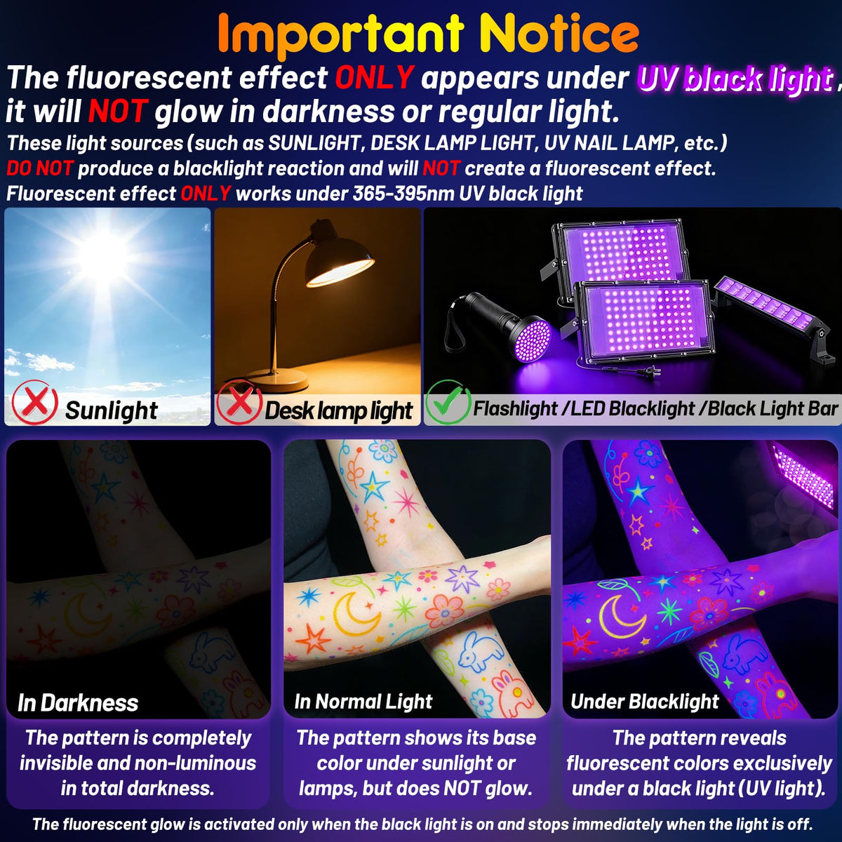 ThEast UV Blacklight Face Paint vibrant colours displayed