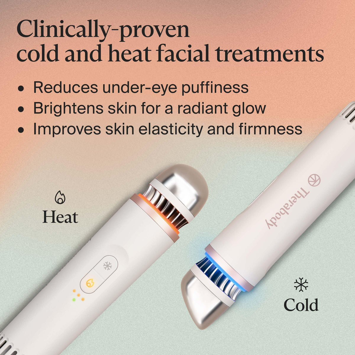 TheraFace Depuffing Wand showing cold and heat settings