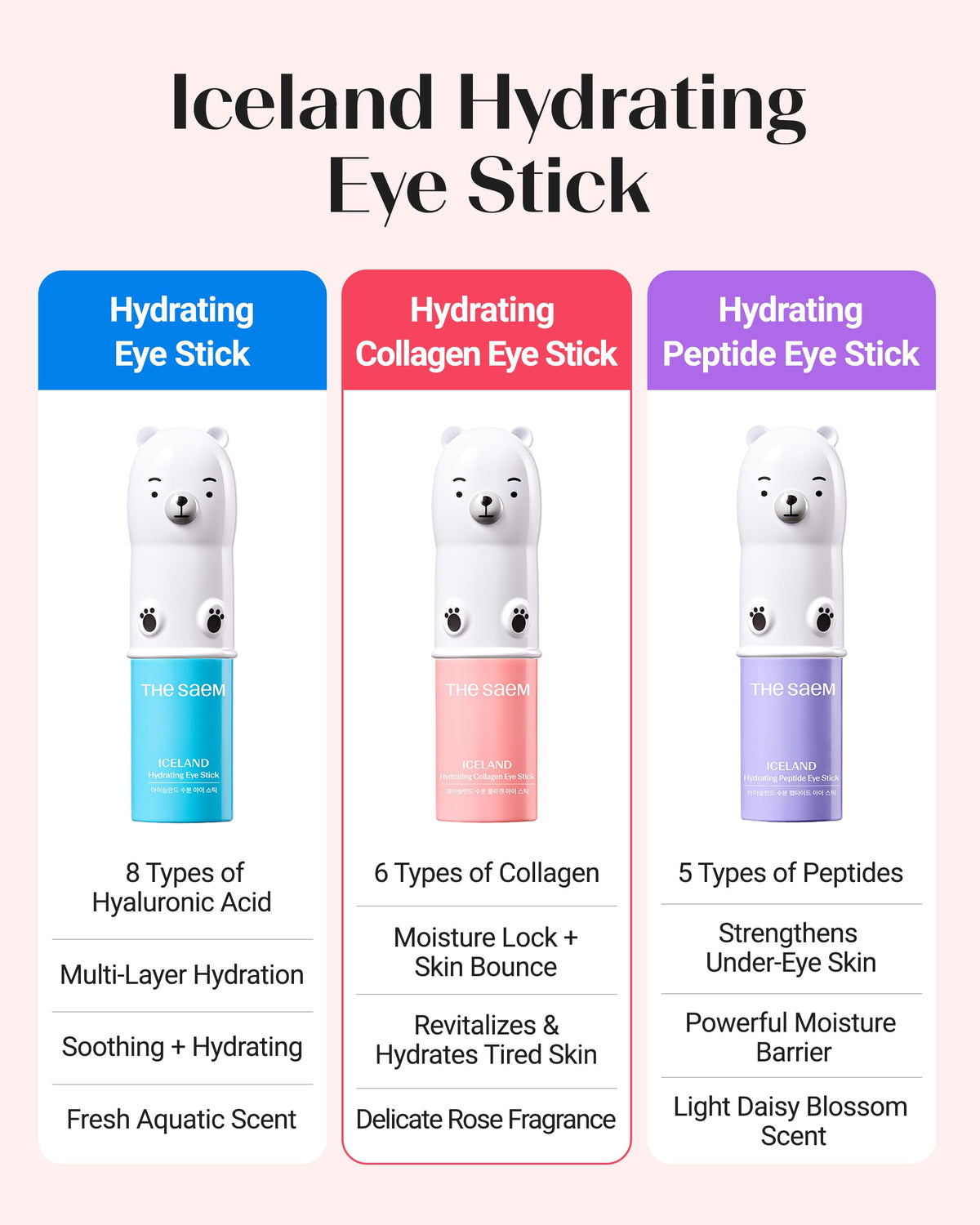 THESAEM Iceland Hydrating Collagen Eye Stick with other skincare products