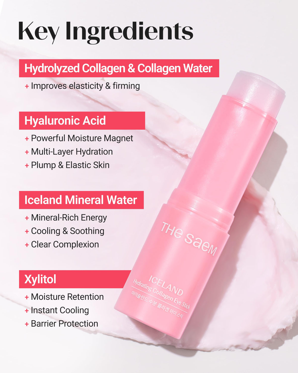 THESAEM Iceland Hydrating Collagen Eye Stick with product dimensions