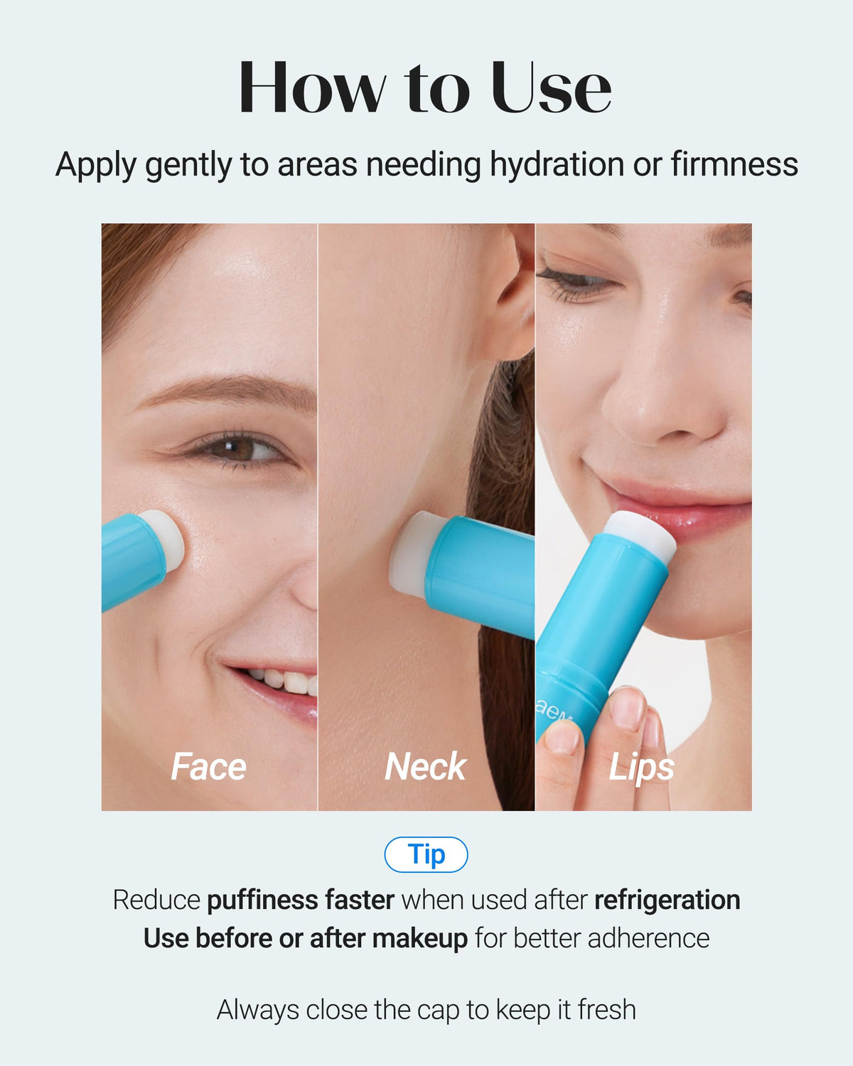 THESAEM Iceland Hydrating Eye Stick in hand for application