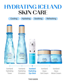 THESAEM Iceland Hydrating Eye Stick with background of icy landscape