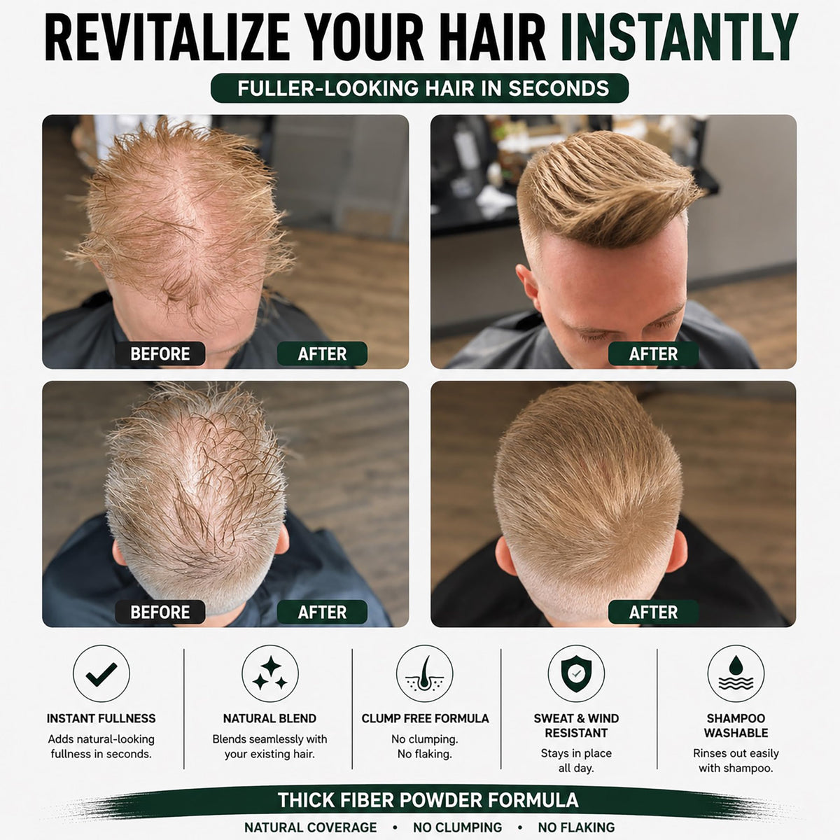 Thick Fiber Hair Building Fibers Dark Blonde application on hair