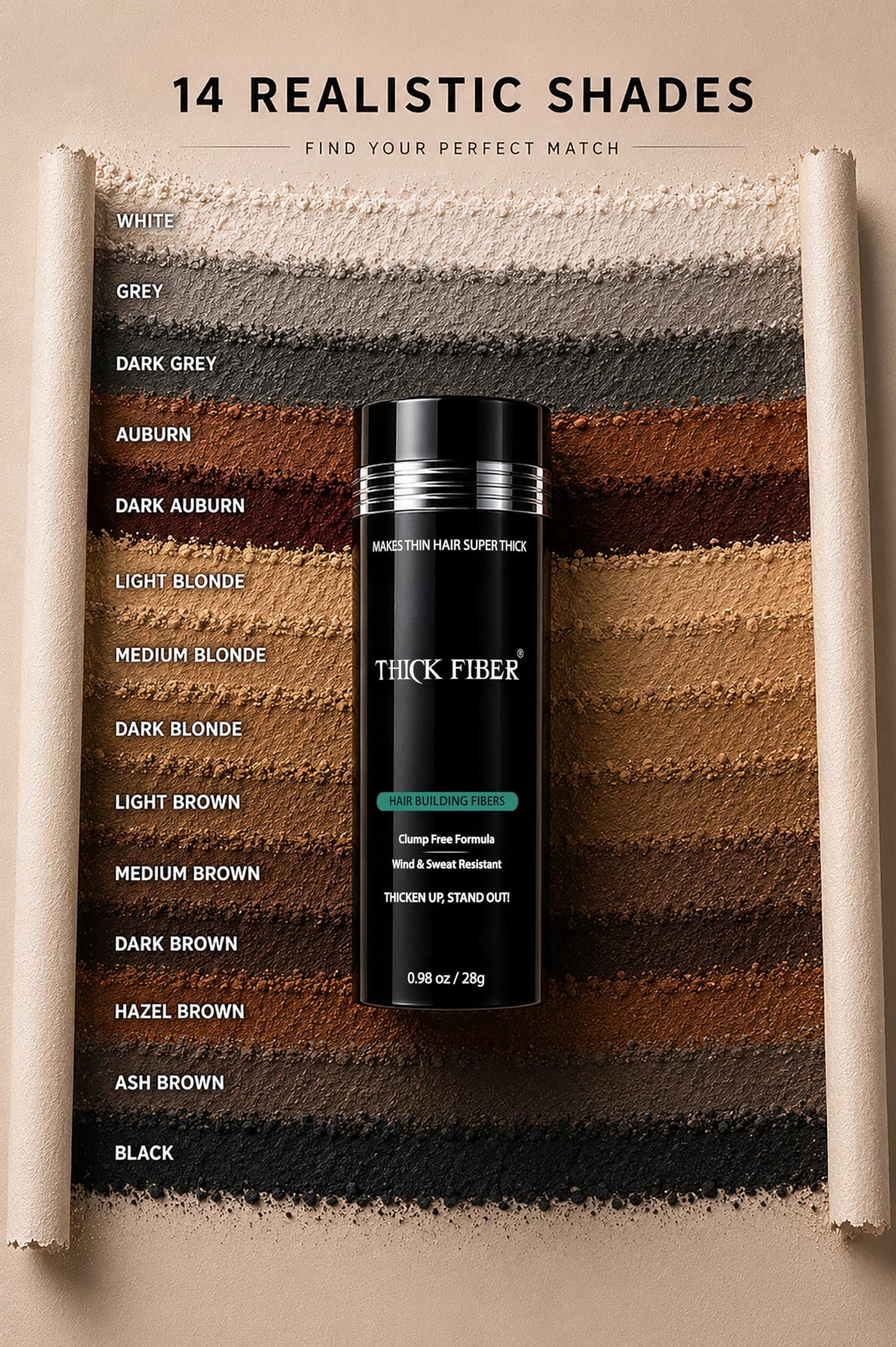 Thick Fiber Hair Fibers Dark Grey 28g easy application process