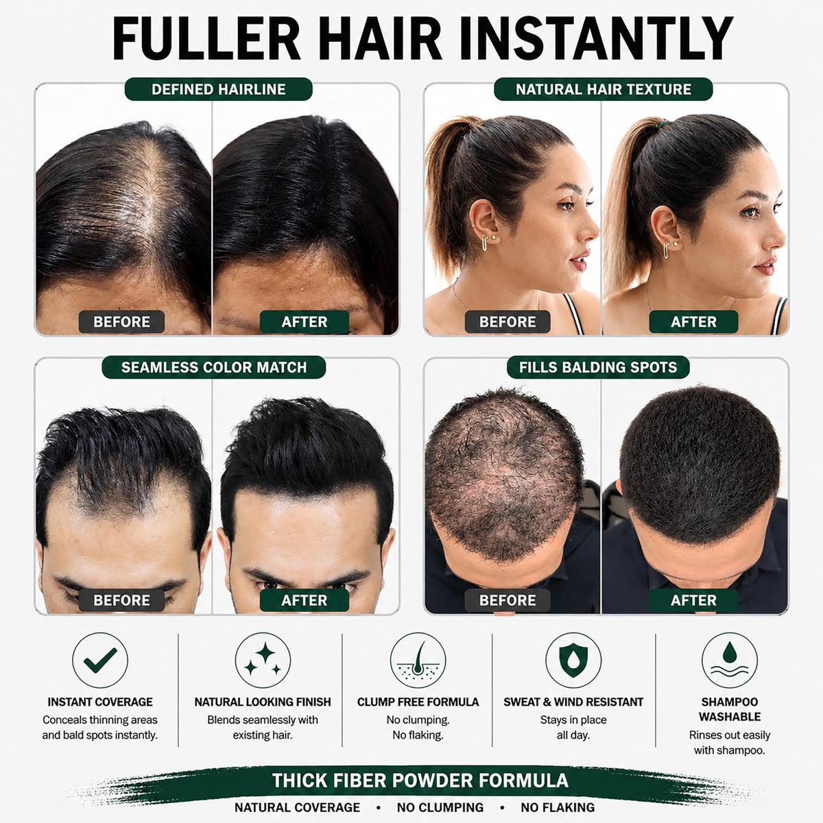 Thick Fiber Hair Fibers in Auburn with application instructions