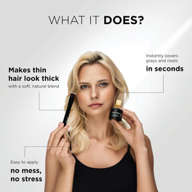 Thick Fiber Root Touch Up Powder application with precision brush