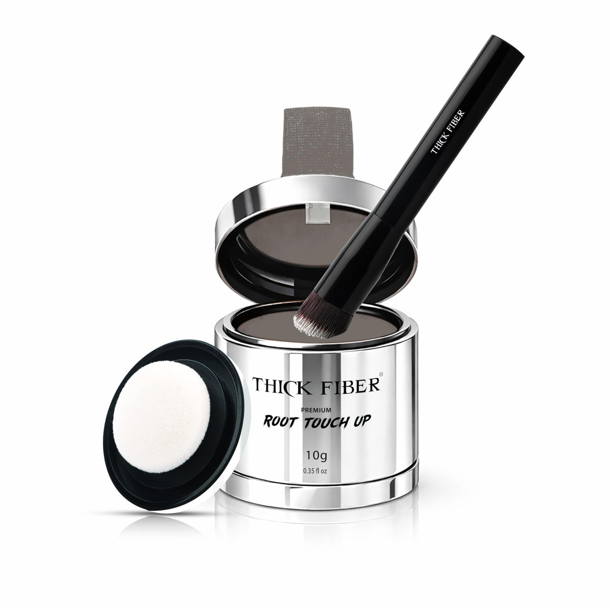 Thick Fiber Root Touch Up Powder front view with brush