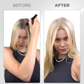 Thick Fiber Root Touch Up Powder Light Blonde mirror and puff