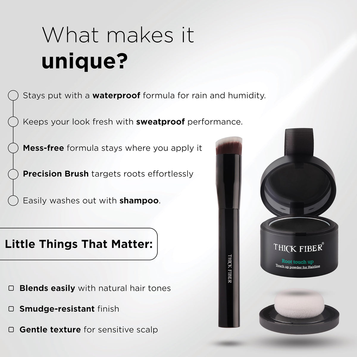 Thick Fiber Root Touch Up Powder showing brush detail