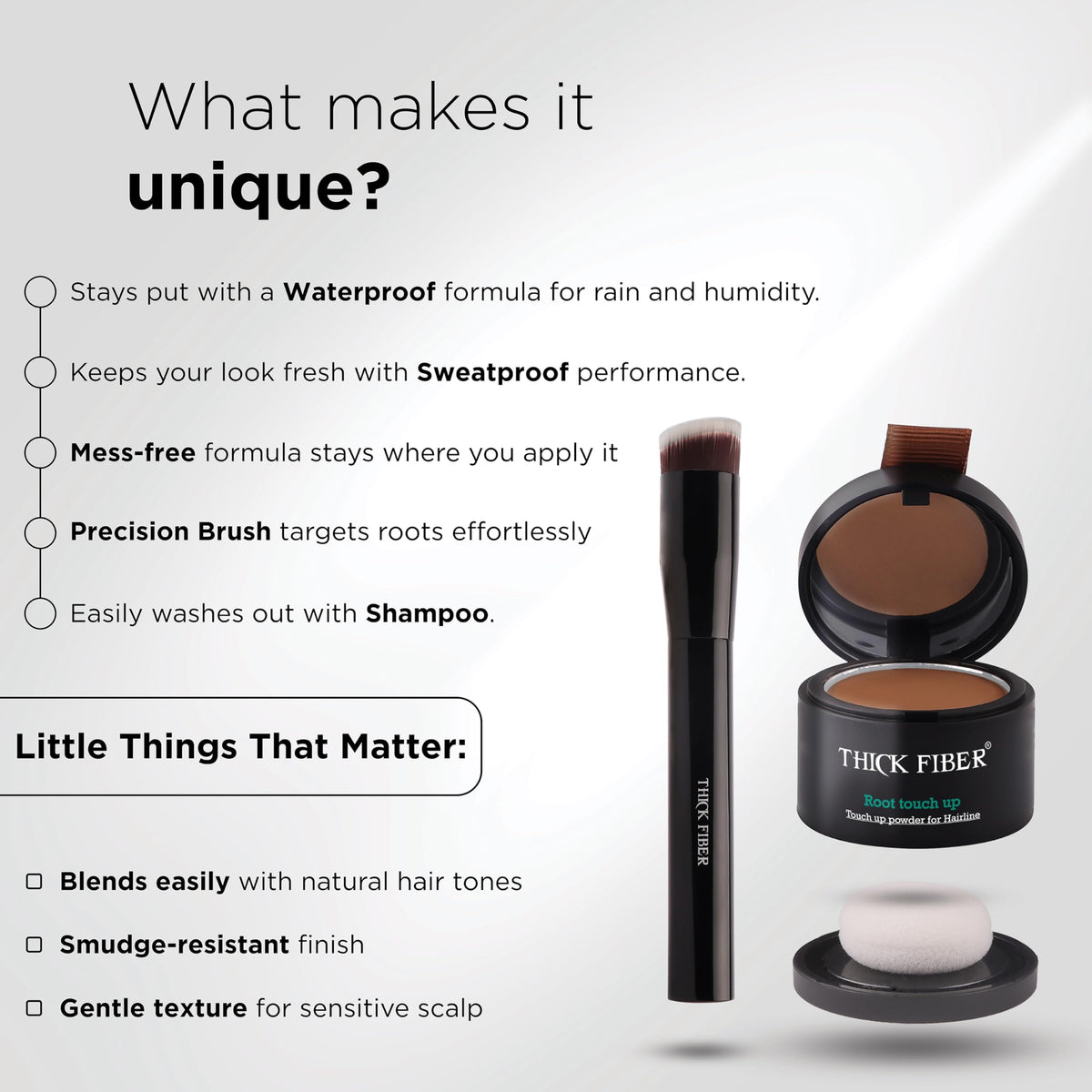 Thick Fiber Root Touch Up Set application brush close-up