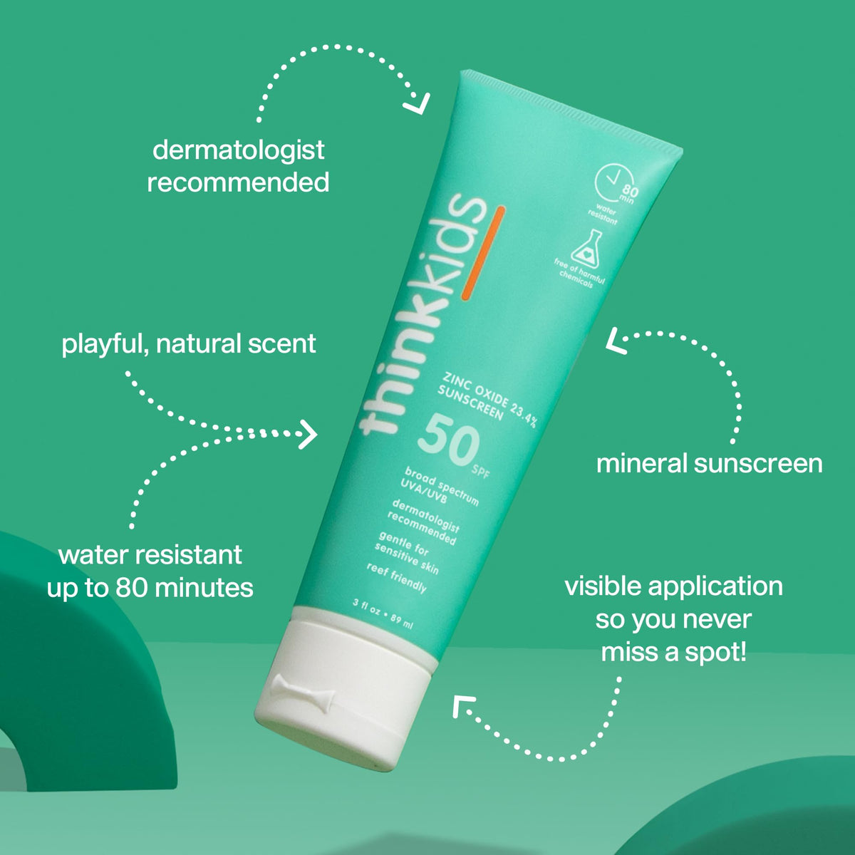 THINK Kids Sunscreen SPF 50+ application on child's skin