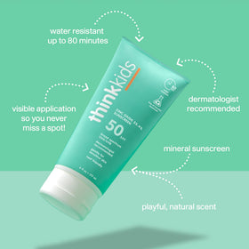 THINK Kids Sunscreen SPF 50+ back view with ingredients