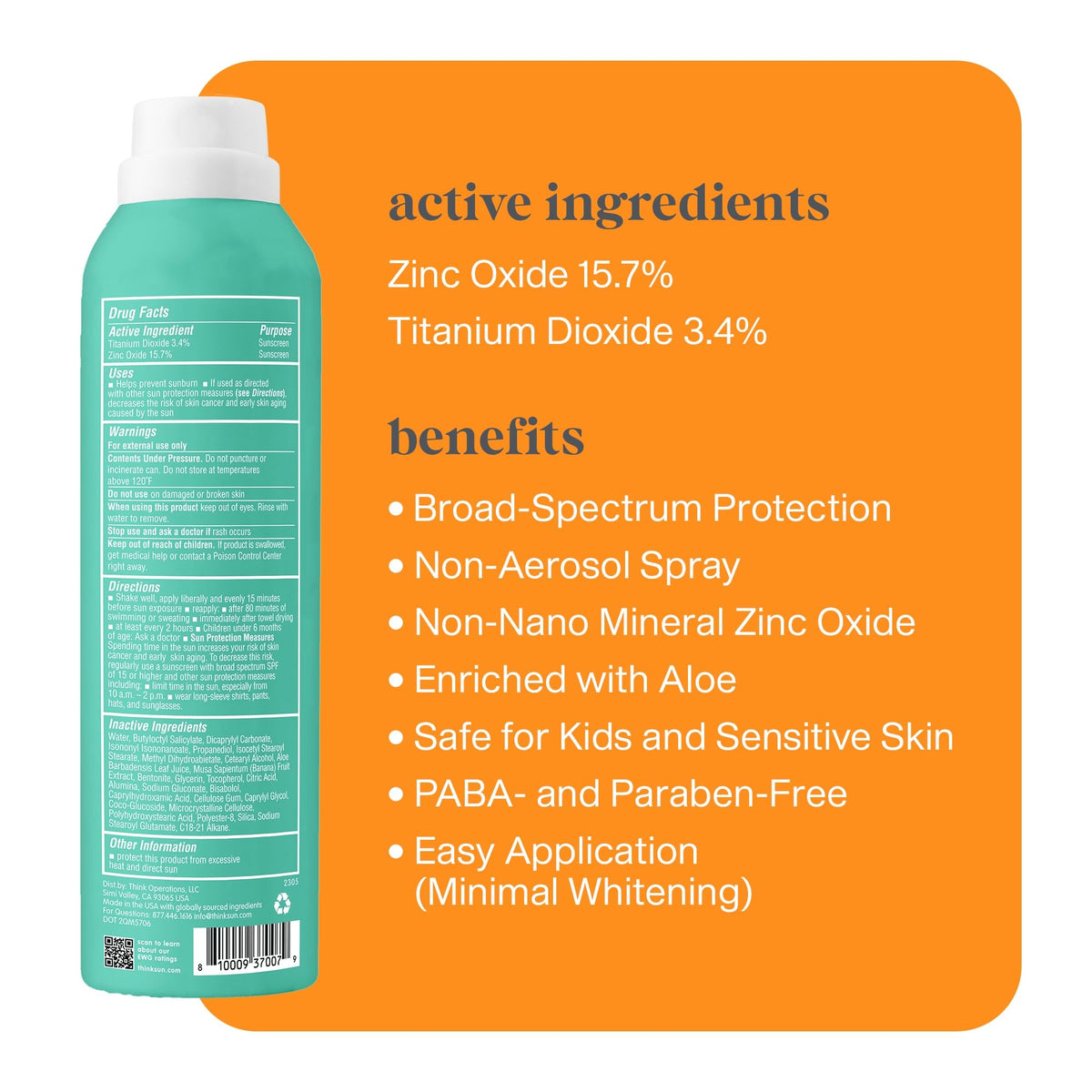 THINK Kids Sunscreen Spray SPF 50+ bottle side view