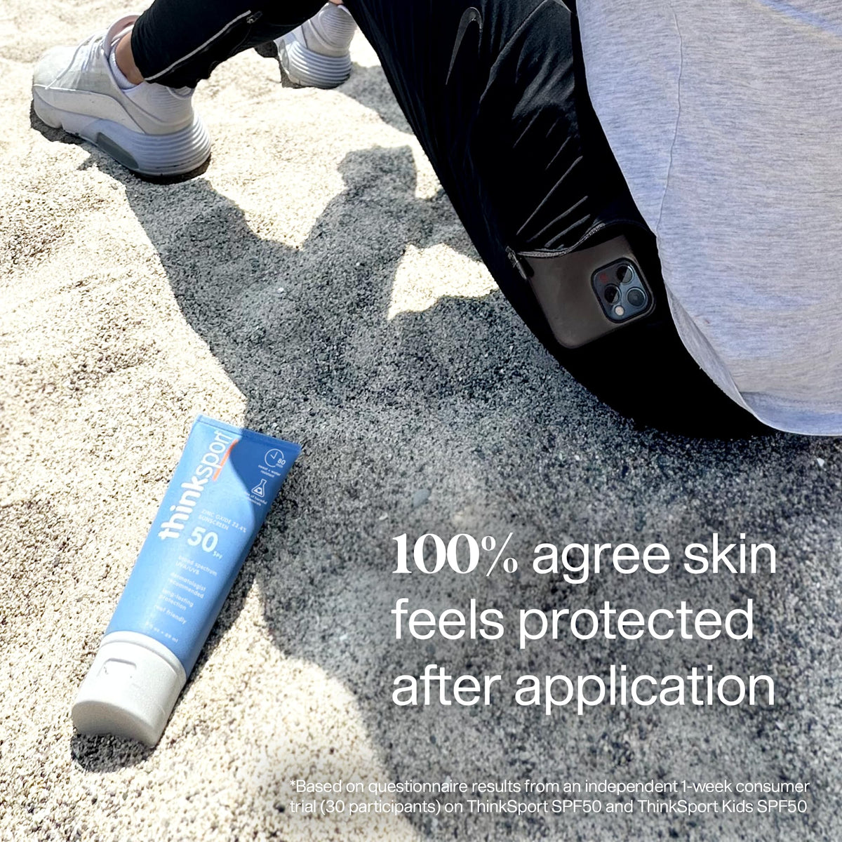 Thinksport Mineral Sunscreen application on skin