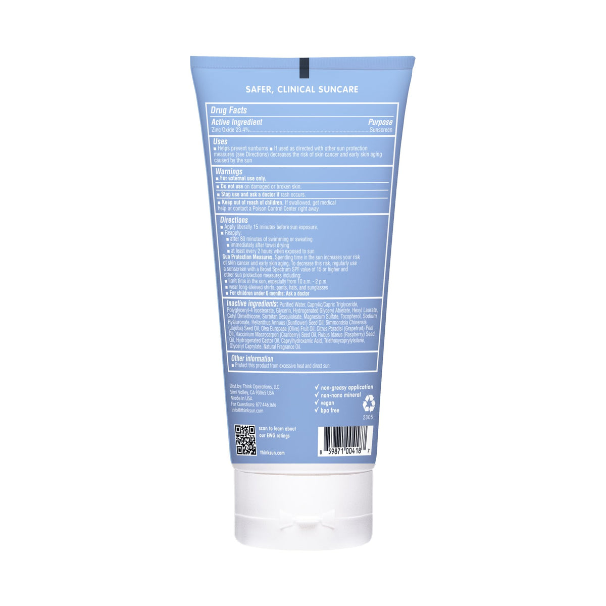Thinksport Mineral Sunscreen SPF 50+ 6 Fl Oz application on skin