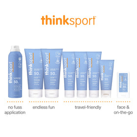 Thinksport Mineral Sunscreen SPF 50+ 6 Fl Oz with water background