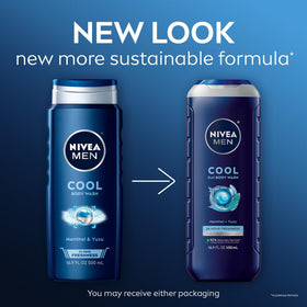 Three bottles of NIVEA MEN Cool Body Wash, Icy Menthol