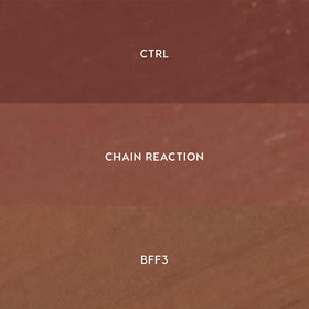 Three ColourPop lip pencils in CTRL, Chain Reaction, and BFF3 shades