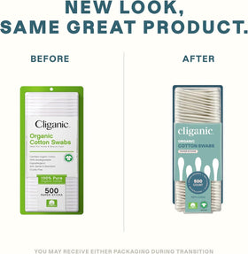 Three packs of Cliganic Organic Cotton Swabs
