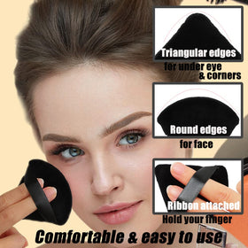 Three triangle powder puffs from Ocim, black