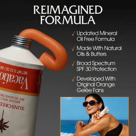 Three VACATION Orange Gelée SPF 30 tubes arranged together