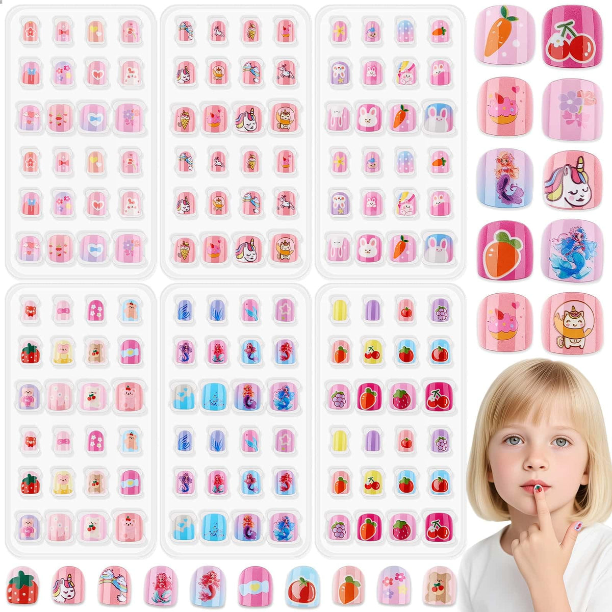 Thrilez Kids Nail Art Set 144 Pcs assorted nail designs front view