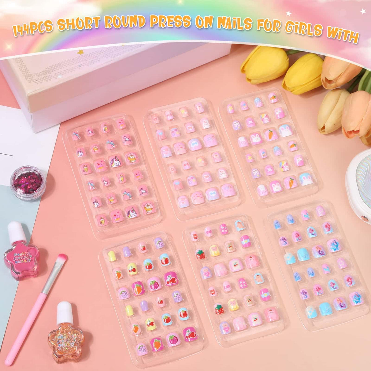 Thrilez Kids Nail Art Set packaging with mini press on nails