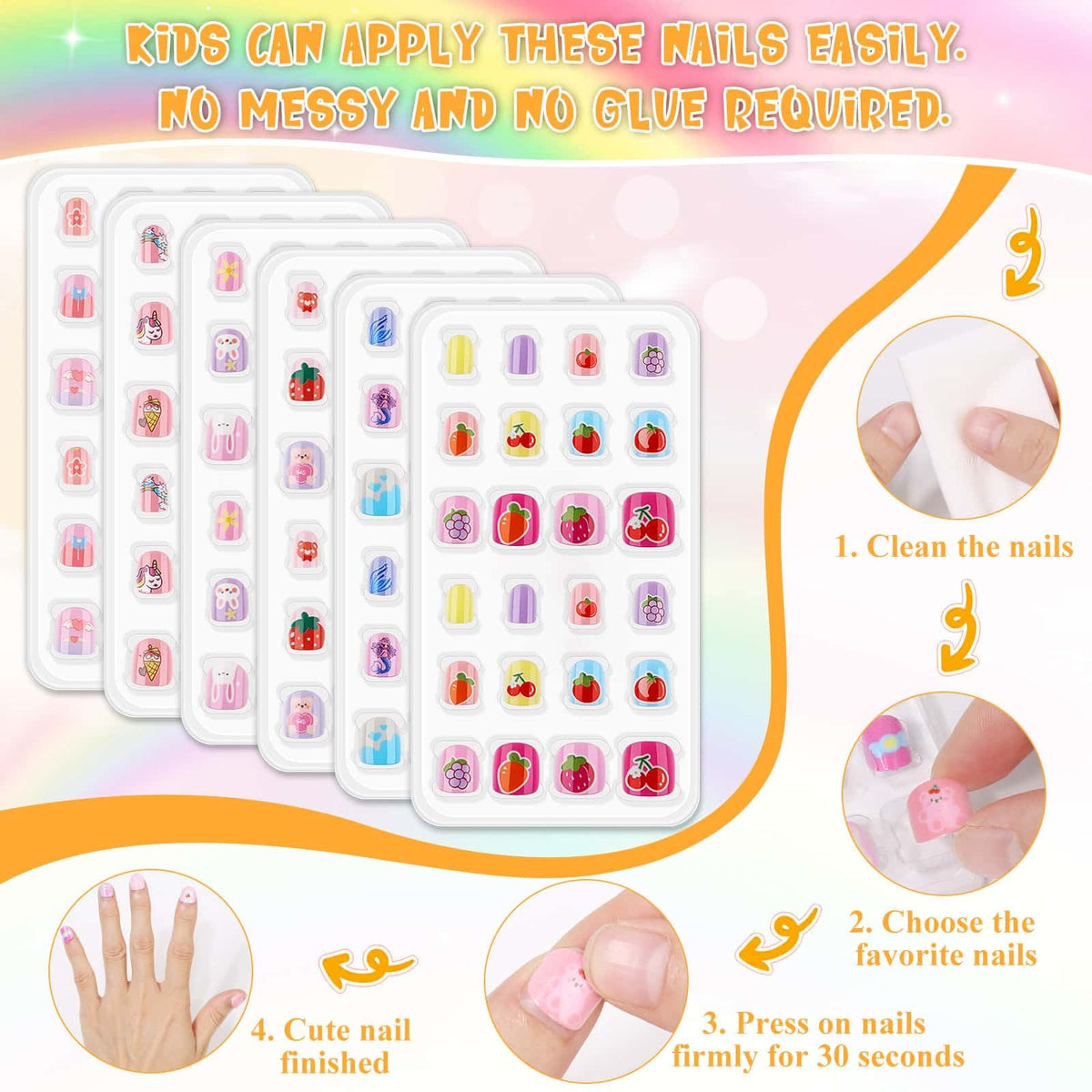 Thrilez Kids Nail Art Set with different nail sizes displayed