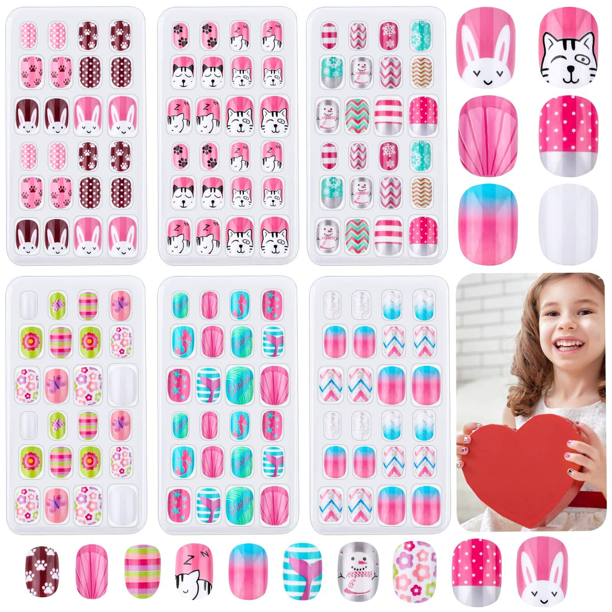 Thrilez Kids Press on Nails Kit with colorful designs