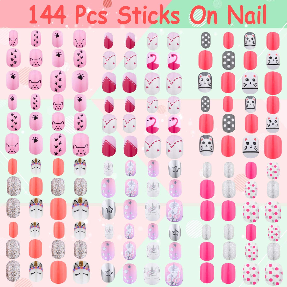 Thrilez Kids Press on Nails packaging showing included designs
