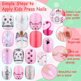 Thrilez Kids Press on Nails set displayed with accessories