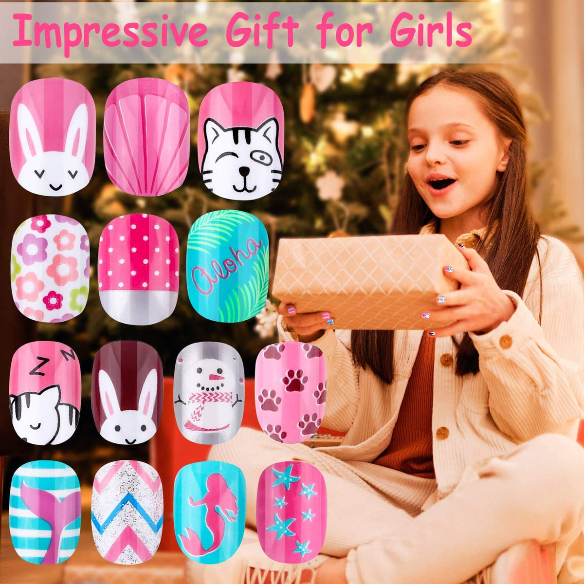 Thrilez press on nails kit open showcasing nail designs