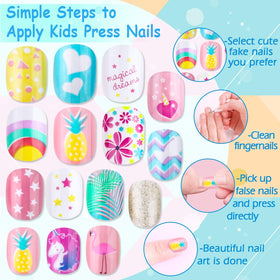 Thrilez press on nails with floral and unicorn patterns