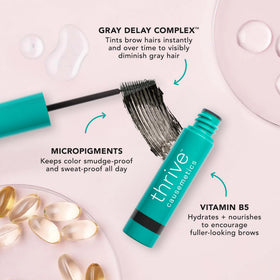 Thrive Causemetics Instant Brow Fix Eyebrow Gel Deep Brown in makeup routine