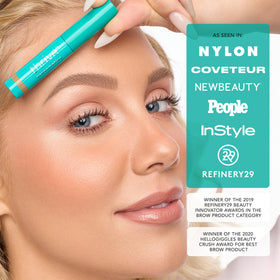 Thrive Causemetics Instant Brow Fix Eyebrow Gel Medium Brown in use outdoors
