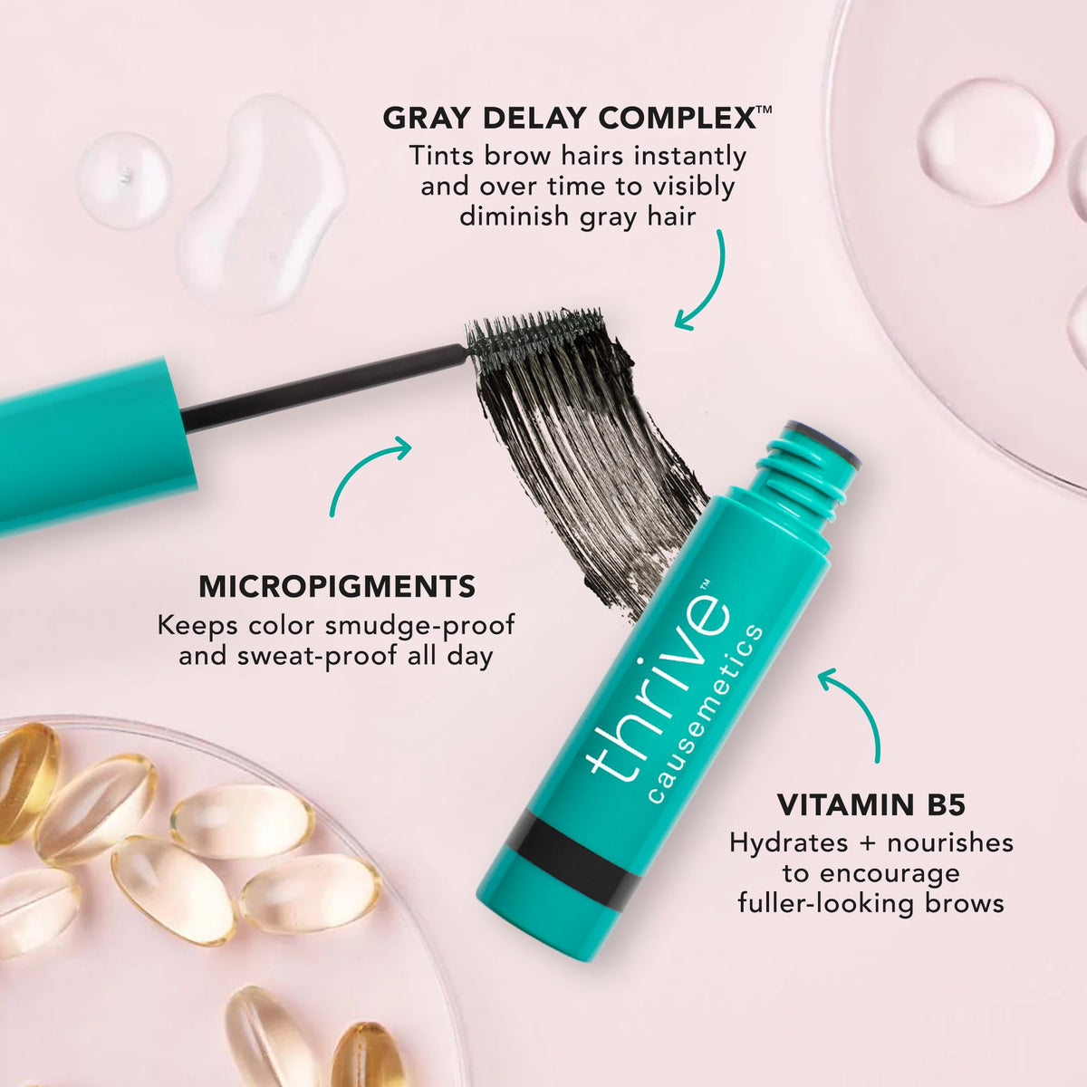 Thrive Causemetics Instant Brow Fix Eyebrow Gel Soft Black on vanity