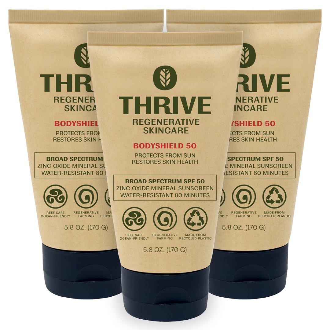 Thrive Natural Care Reef Safe Sunscreen SPF50 3 pack with eco-friendly packaging