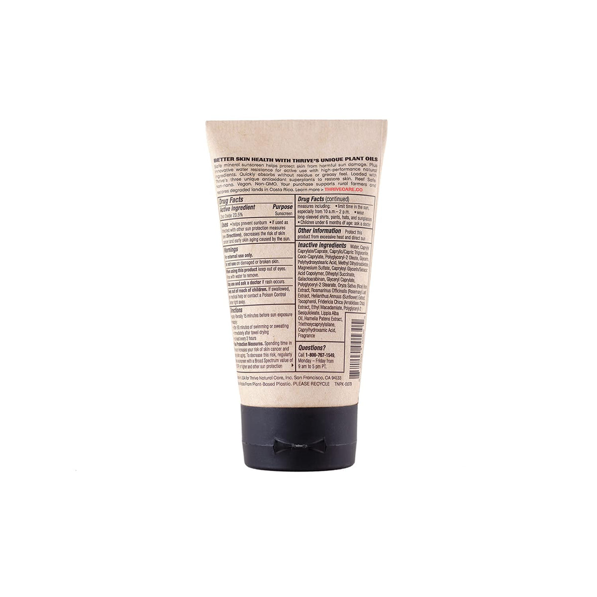 Thrive Natural Care Reef Safe Sunscreen SPF50 with tropical background