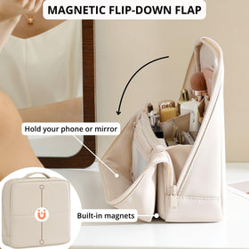 tianzong Travel Makeup Bag Cream side view with compartments