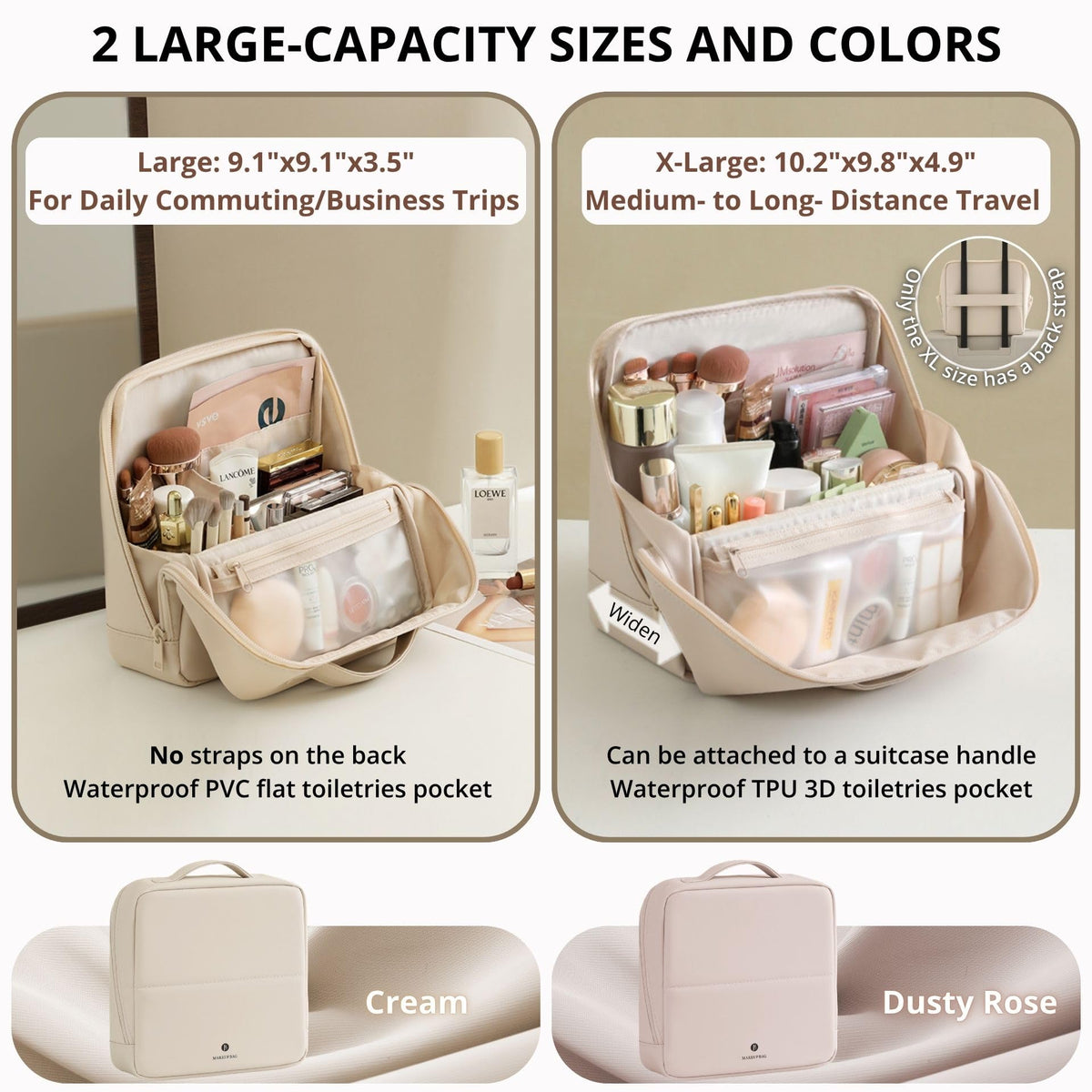 tianzong Travel Makeup Bag open showing multi-zone storage