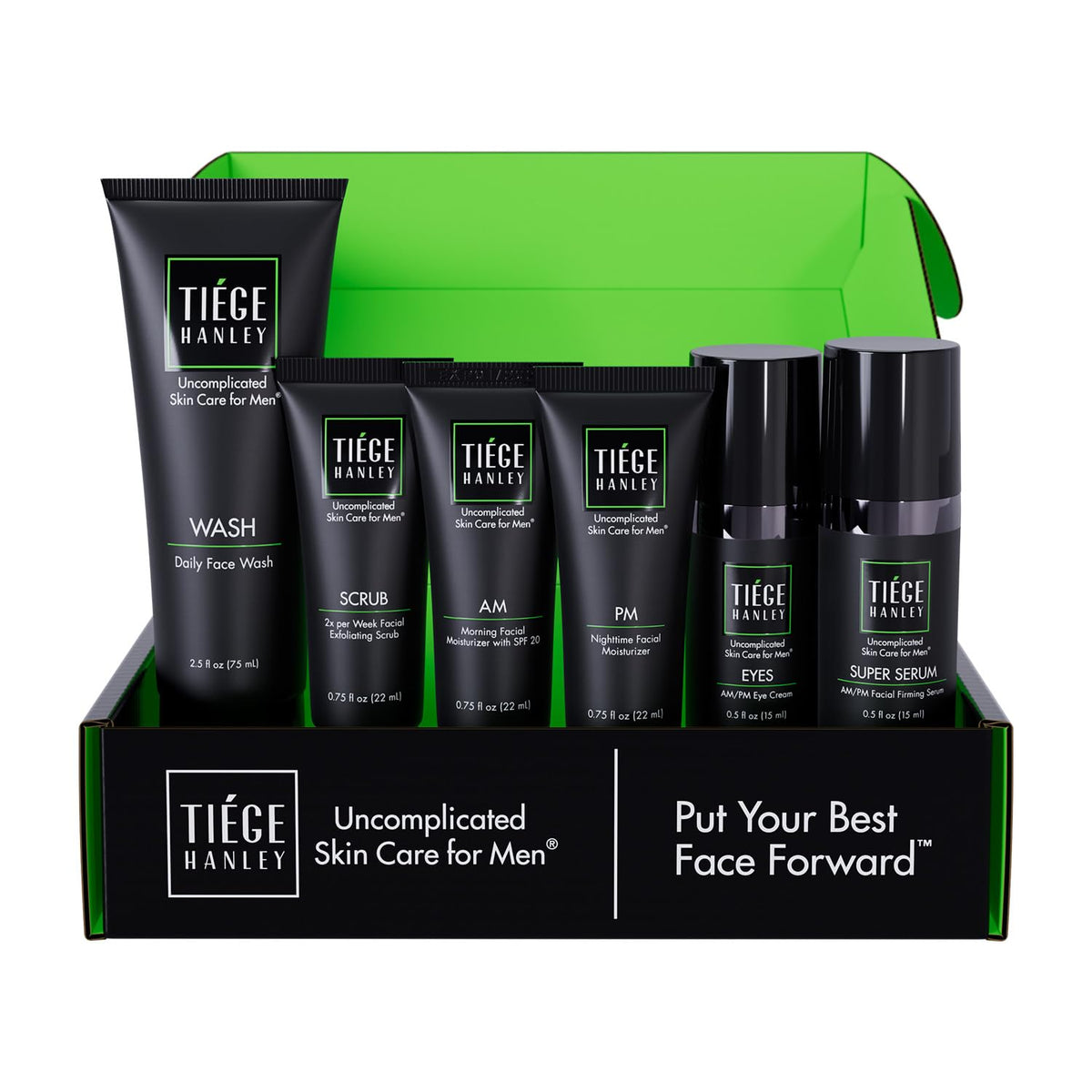 Tiege Hanley Anti-Aging Men's Skin Care Set packaging front view