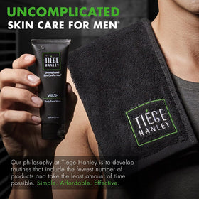 Tiege Hanley skin care set packaging and usage guide