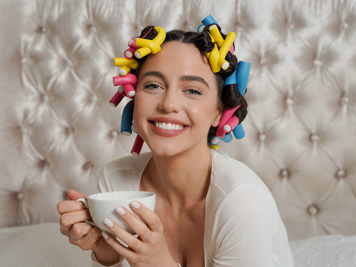 Tifara Beauty Hair Rollers in use for beautiful curls